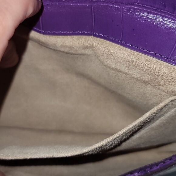 MICHAEL KORS Croc Embossed Envelope Clutch in Plum Color - Picture 10 of 11